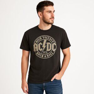 AC/DC Graphic Band Tee Black Oversized Size Large